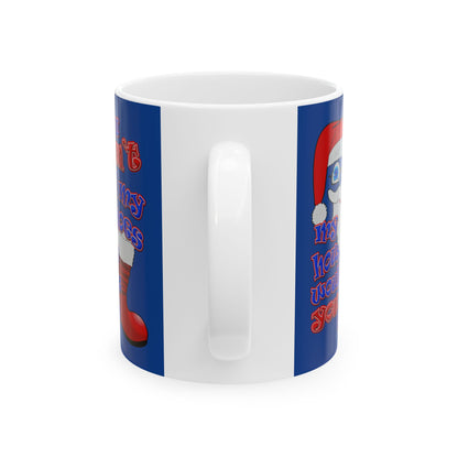 santa's shoes - White Mug (dark blue)