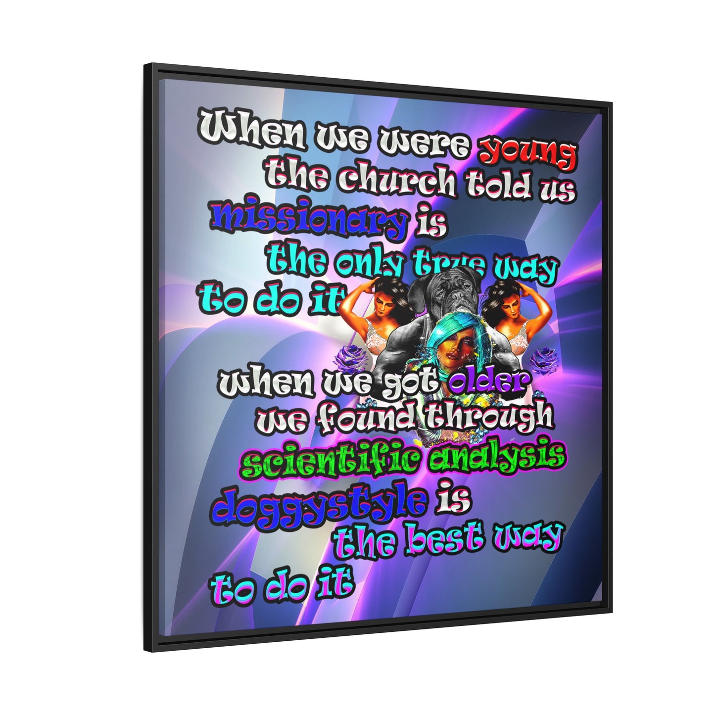 doggystyle - framed canvas art (grey-pink wave)