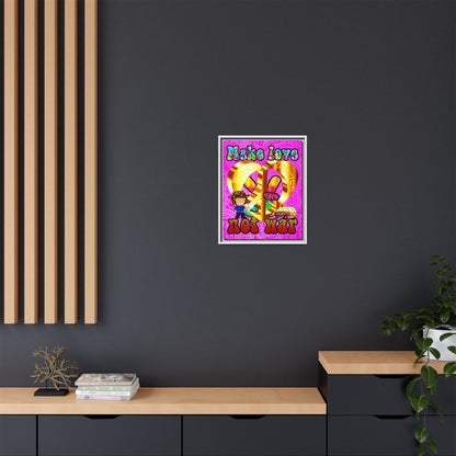 love peace - framed canvas art (pink swirl)