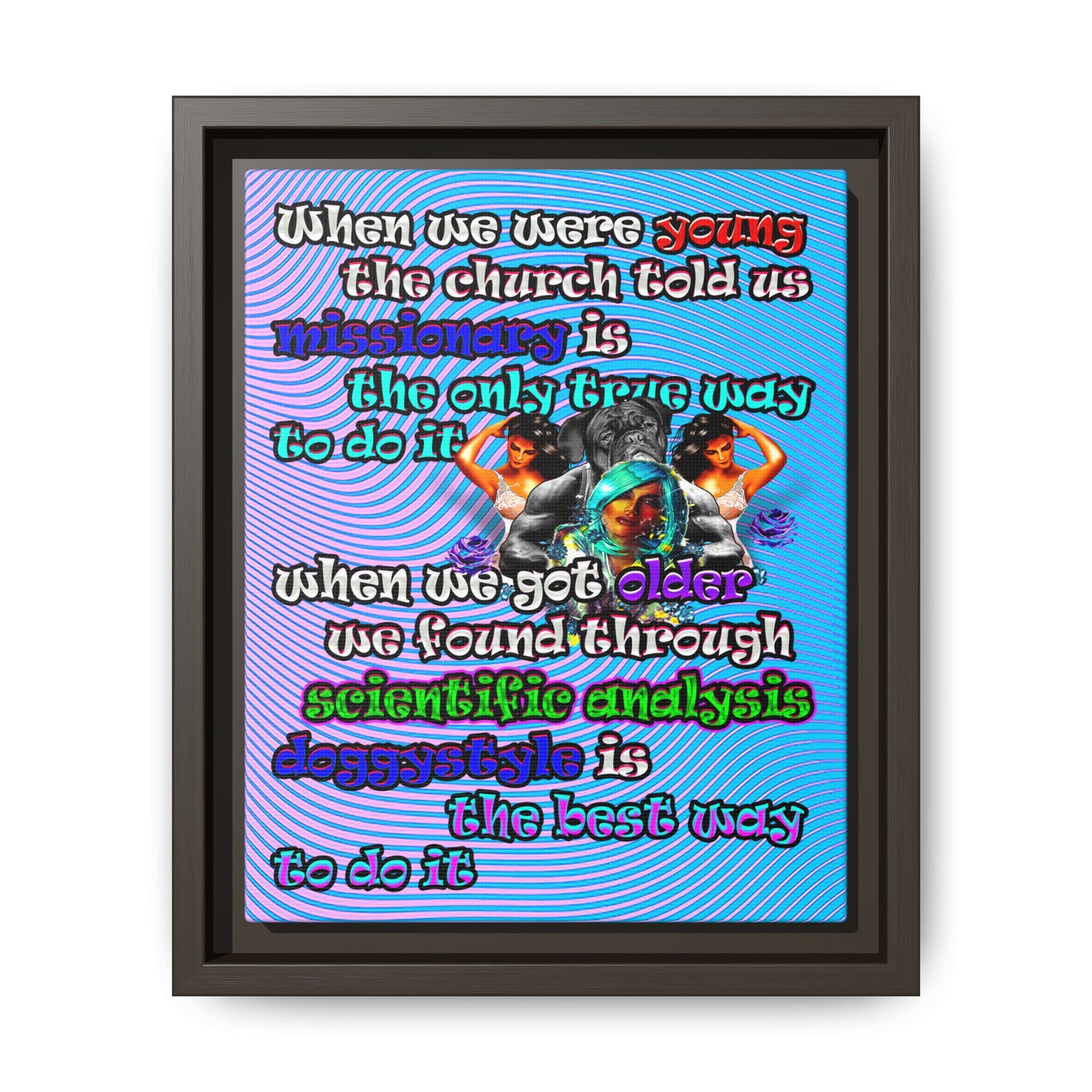 doggystyle - framed canvas art (light blue-purple wave)