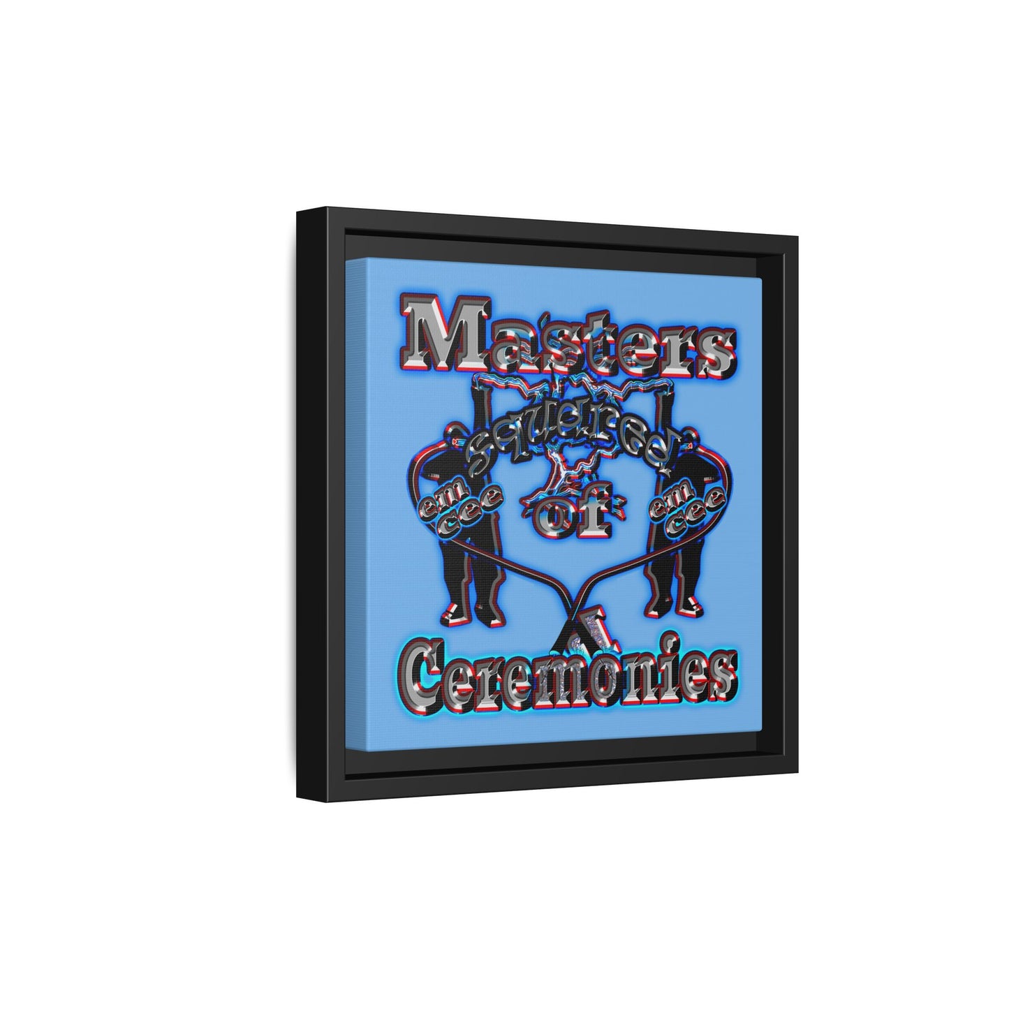em cee squared - framed canvas art (light blue)