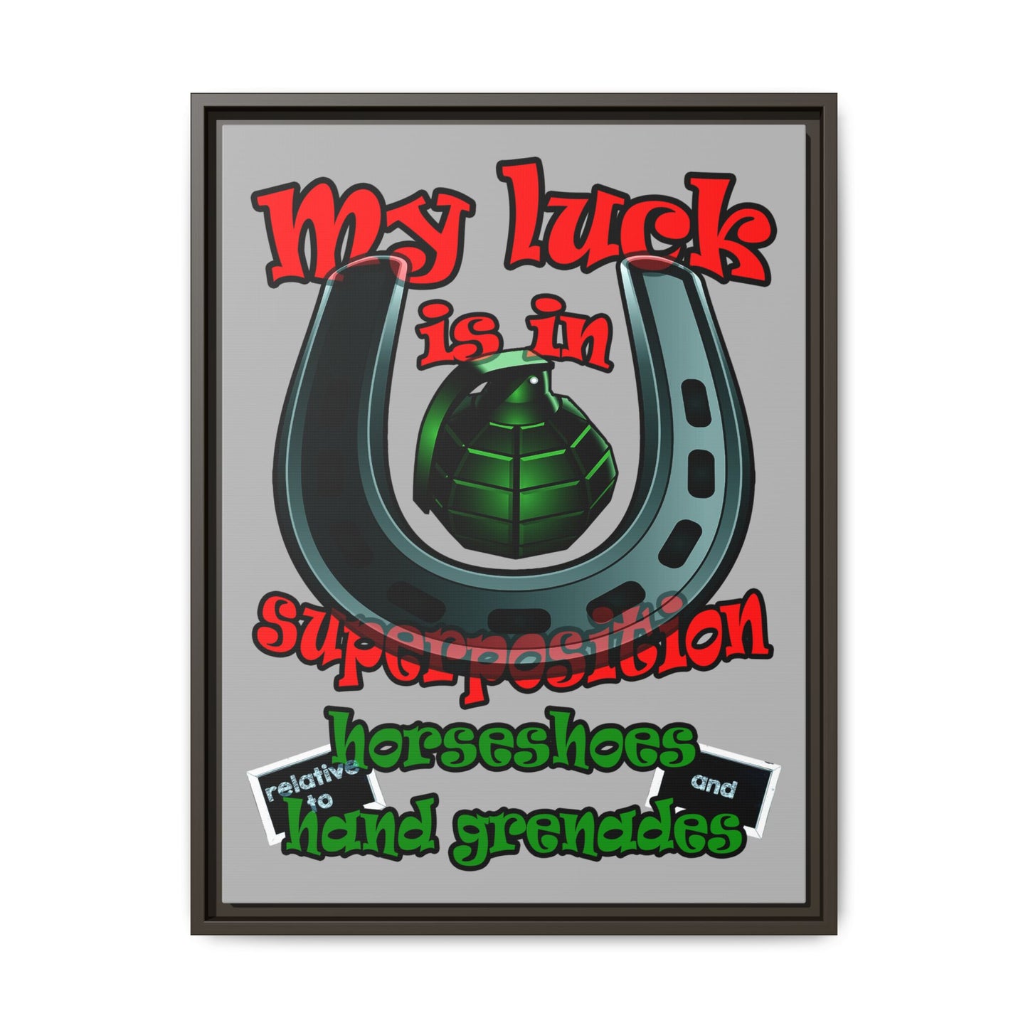my luck - framed canvas art (light grey)