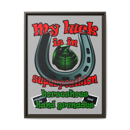 my luck - framed canvas art (light grey)