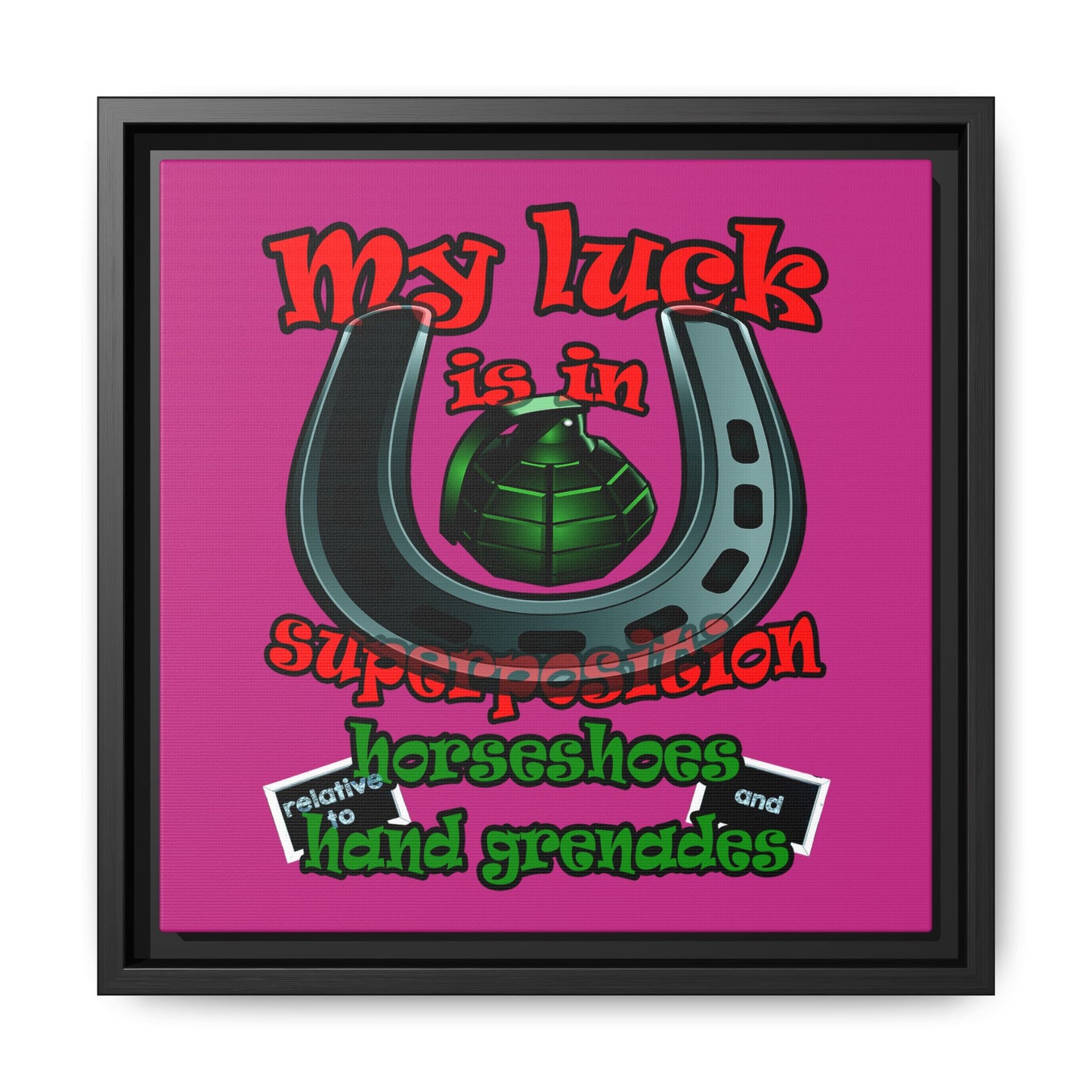 my luck - framed canvas art (pink)