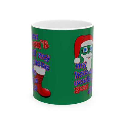 santa's shoes - White Mug (dark green)