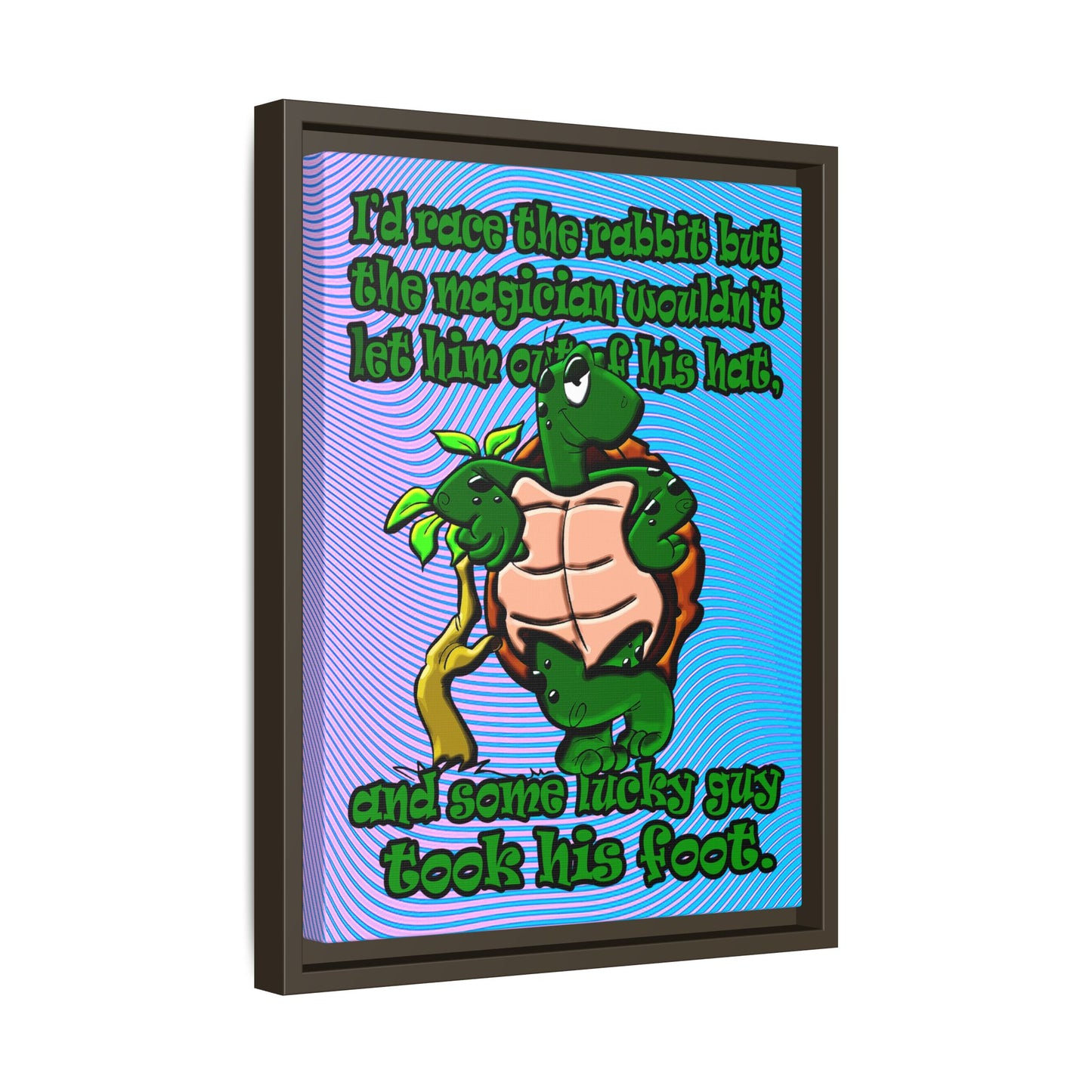 turtle race - framed canvas art (light blue-purple wave)