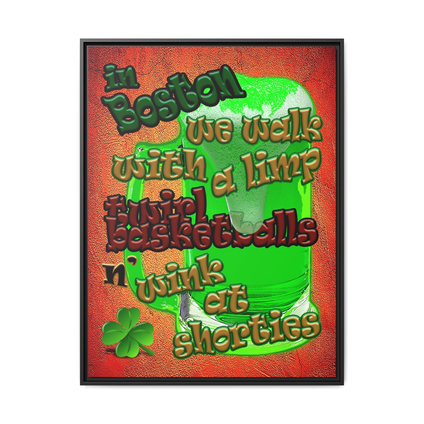 celtics logo - framed canvas art (burnt orange)