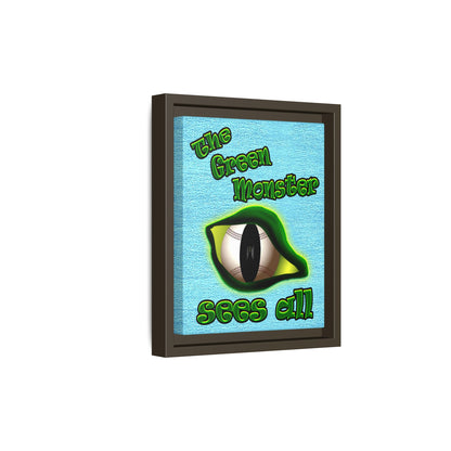 green monster - framed canvas art (faded blue)