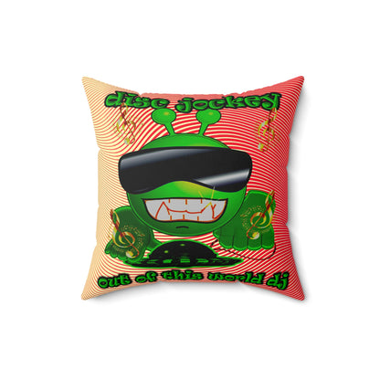 disc jockey - Spun Polyester Square Pillow - (yellow-orange wave)