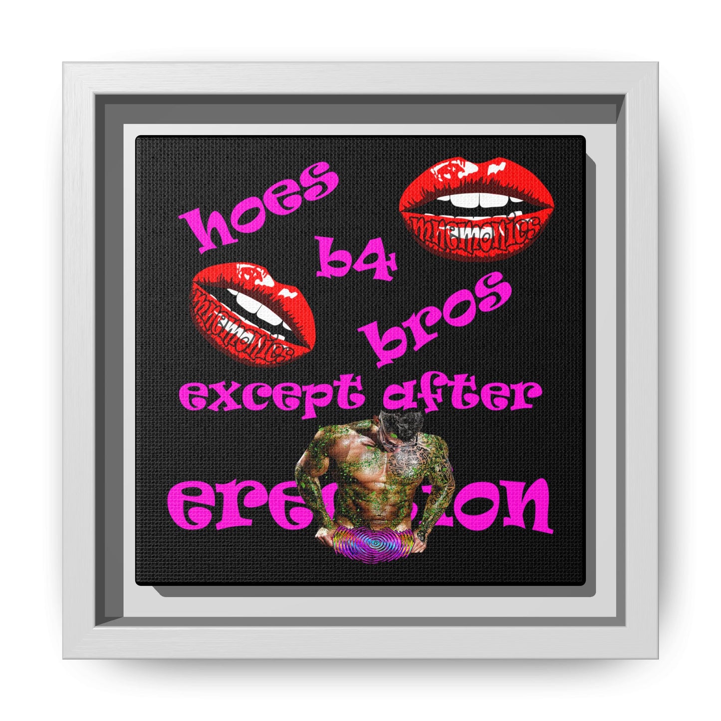 hoes b4 bros - framed canvas art (black)