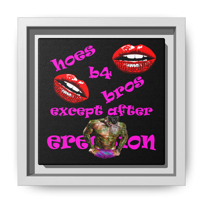 hoes b4 bros - framed canvas art (black)