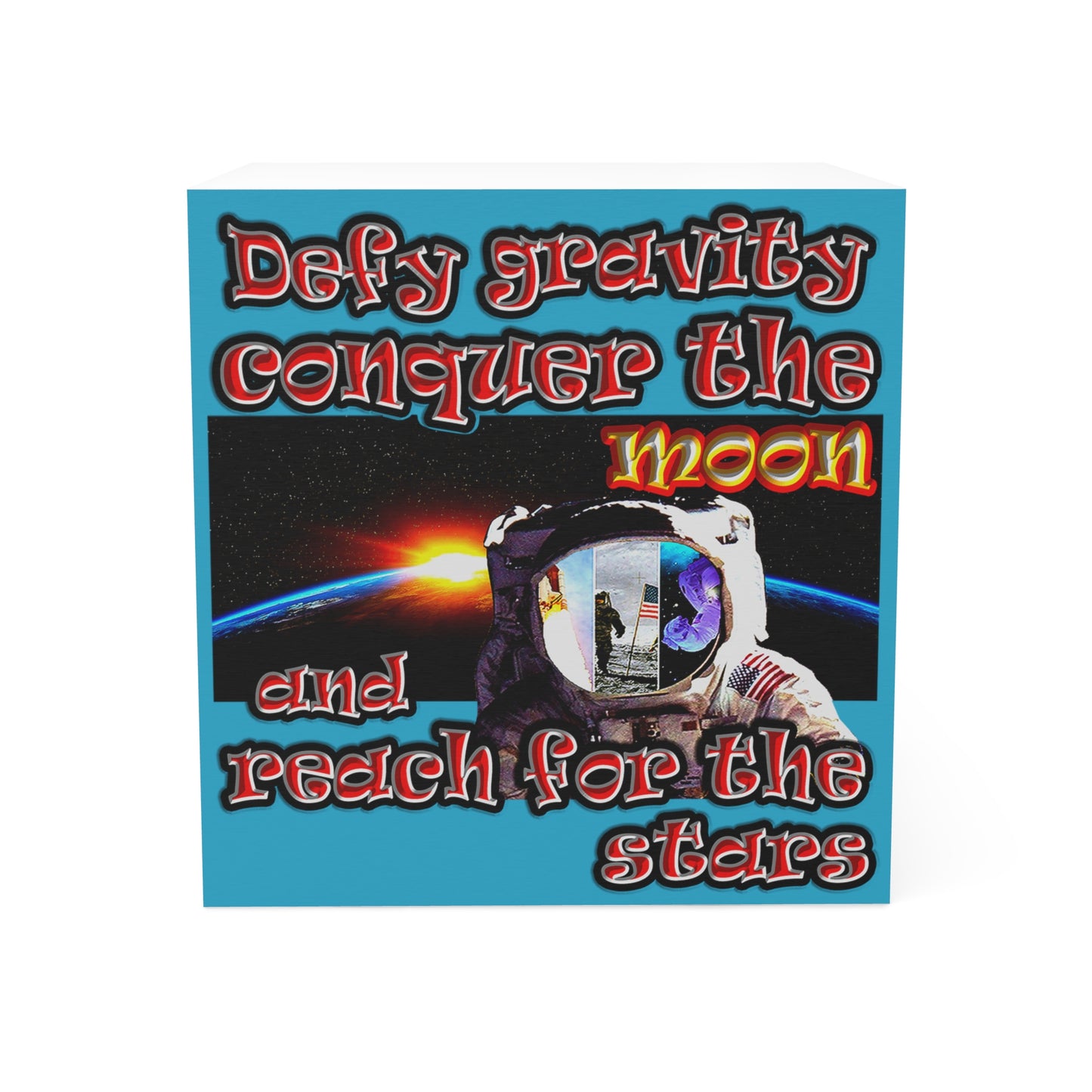 defy conquer reach - note cube (turquoise)