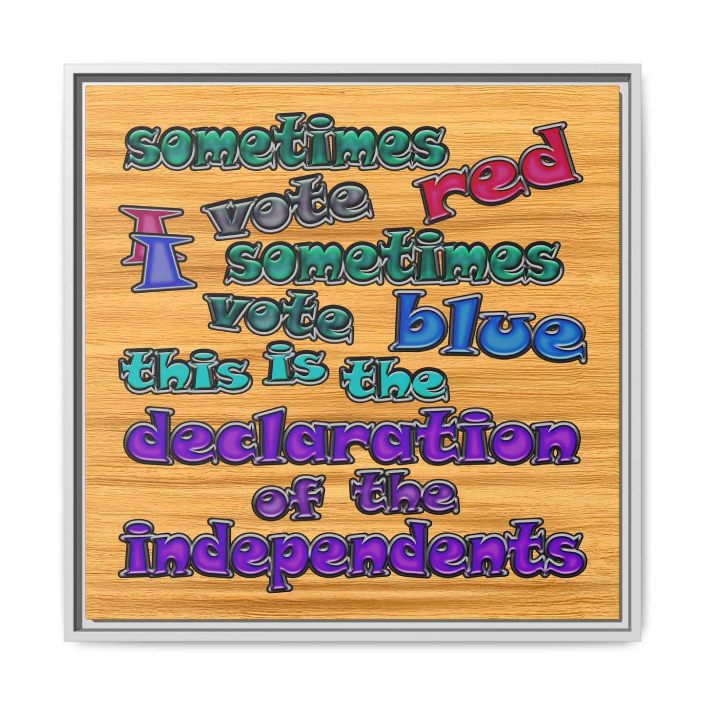 declaration of the independents - framed canvas art (butterscotch wood finish)