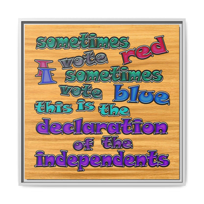 declaration of the independents - framed canvas art (butterscotch wood finish)