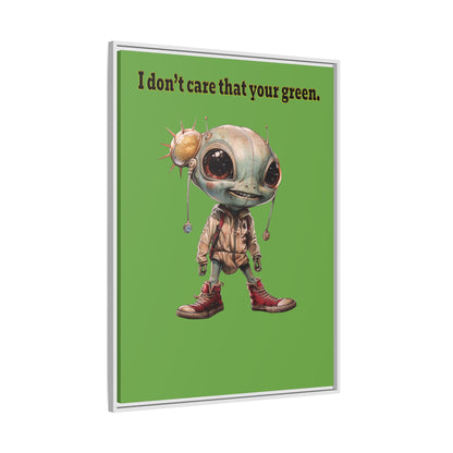 I don't care that your green - framed canvas art (green)