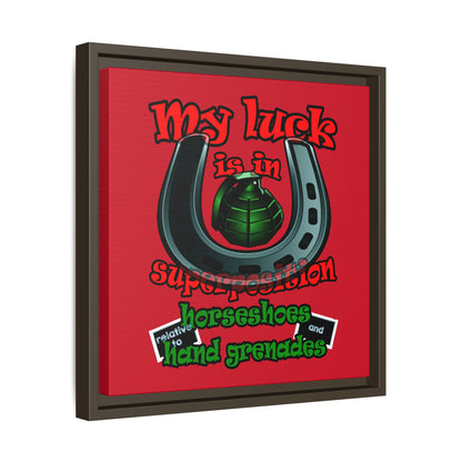 my luck - framed canvas art (dark red)