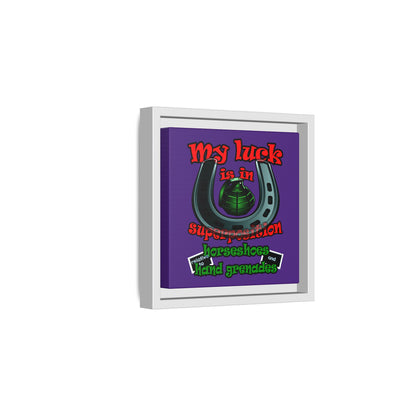 my luck - framed canvas art (purple)