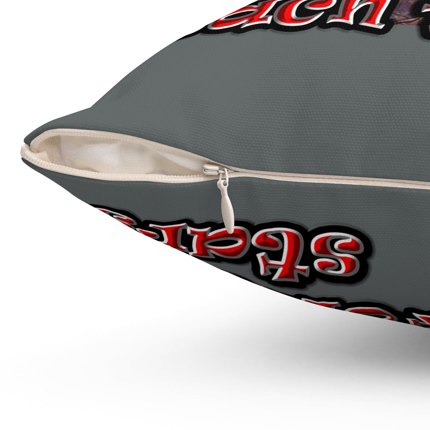 defy conquer reach - Spun Polyester Square Pillow - (dark grey)