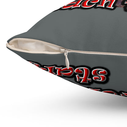 defy conquer reach - Spun Polyester Square Pillow - (dark grey)