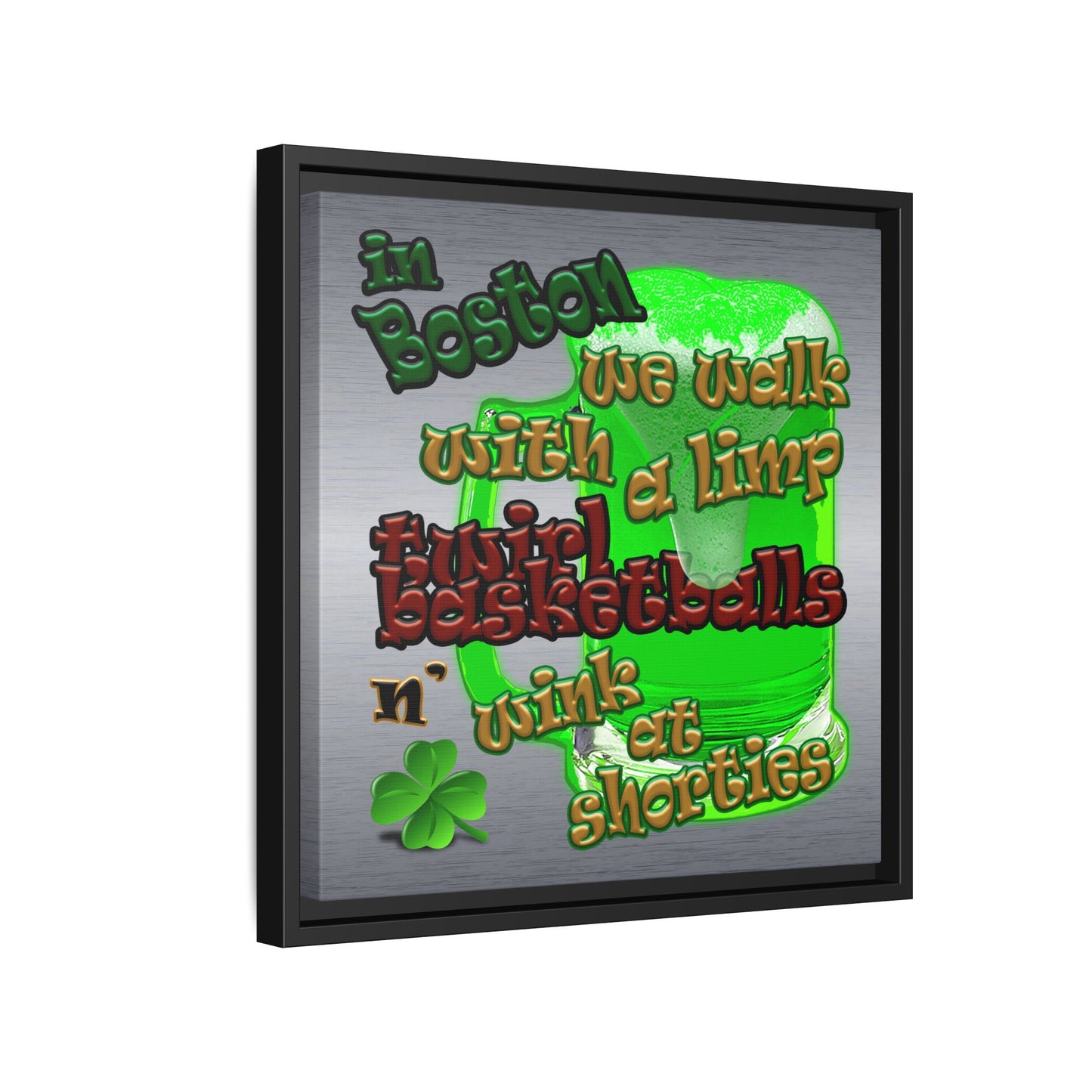 celtics logo - framed canvas art (brushed nickel)
