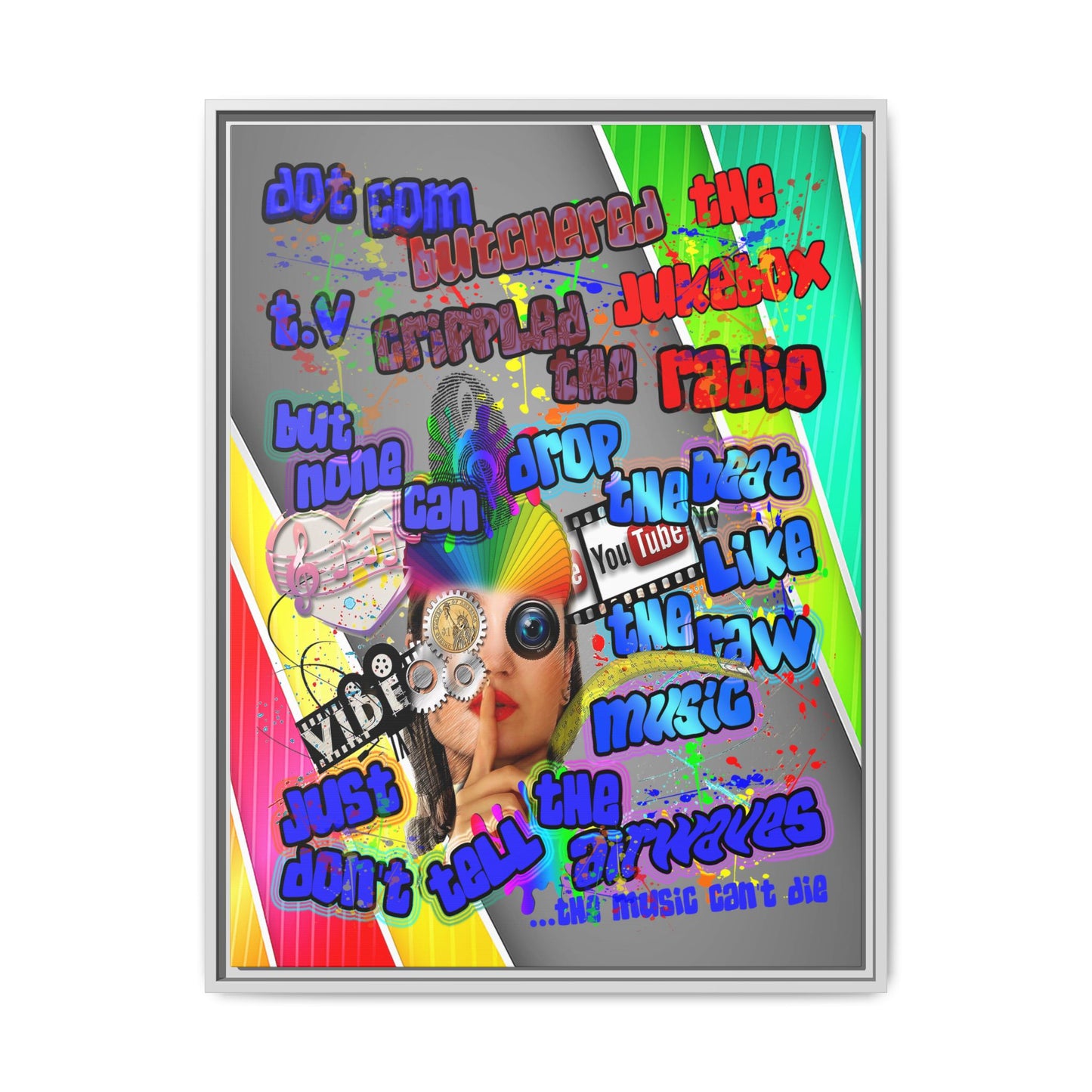 drop the beat - framed canvas art (rainbow split)