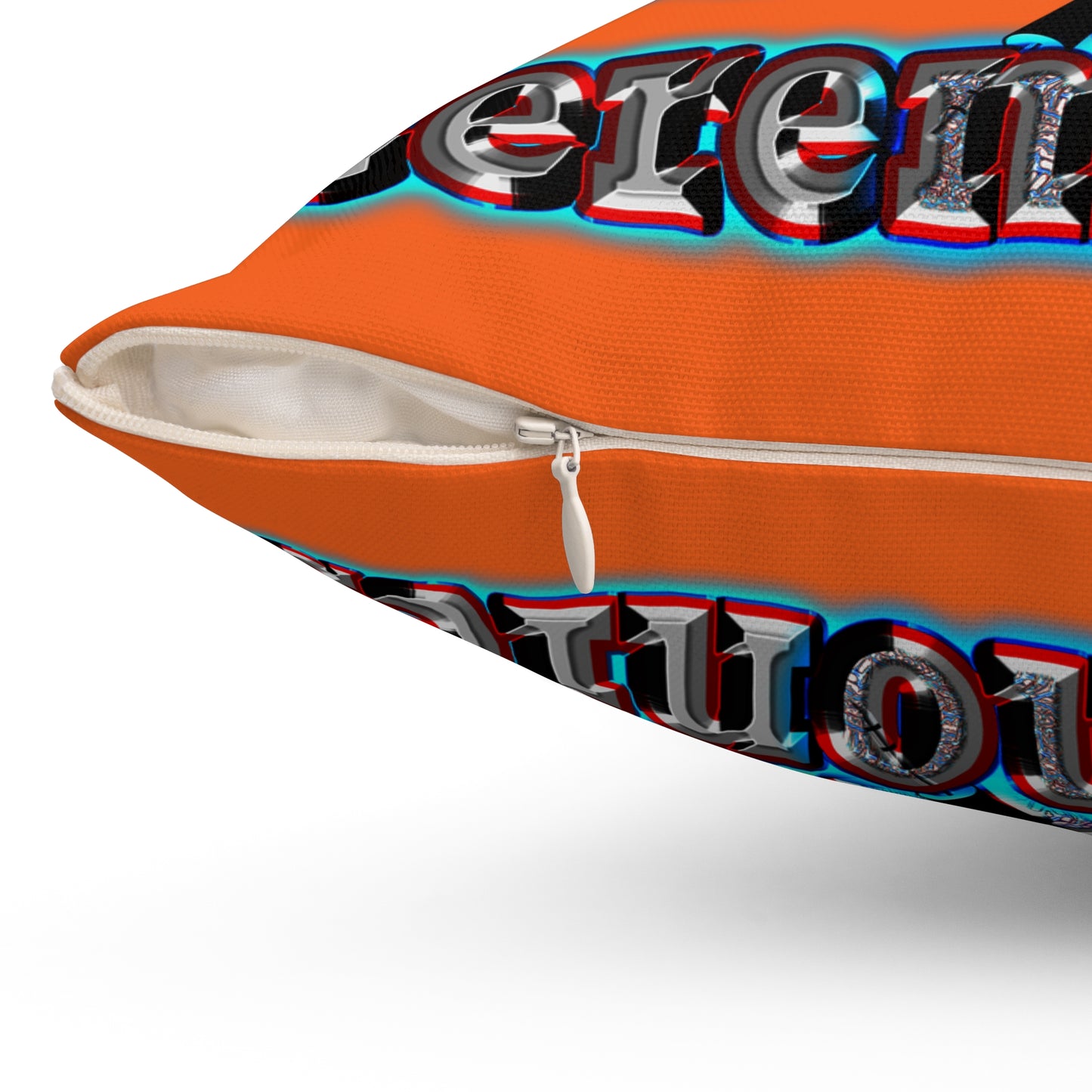 em cee squared - Spun Polyester Square Pillow - (orange)