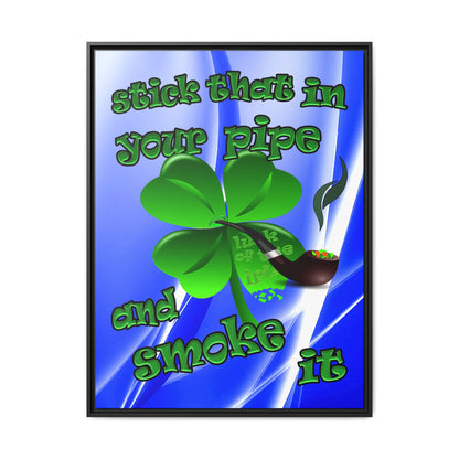 stick that in your pipe and smoke it - framed canvas art (blue-white wave)