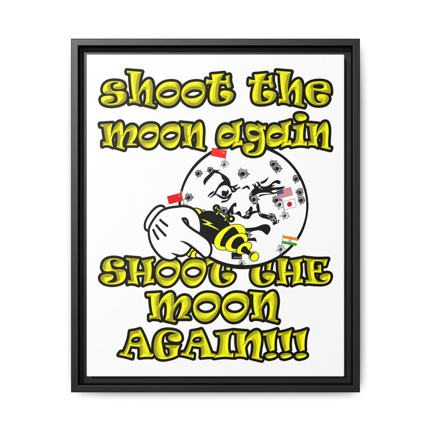 shoot the moon again - framed canvas art (white)