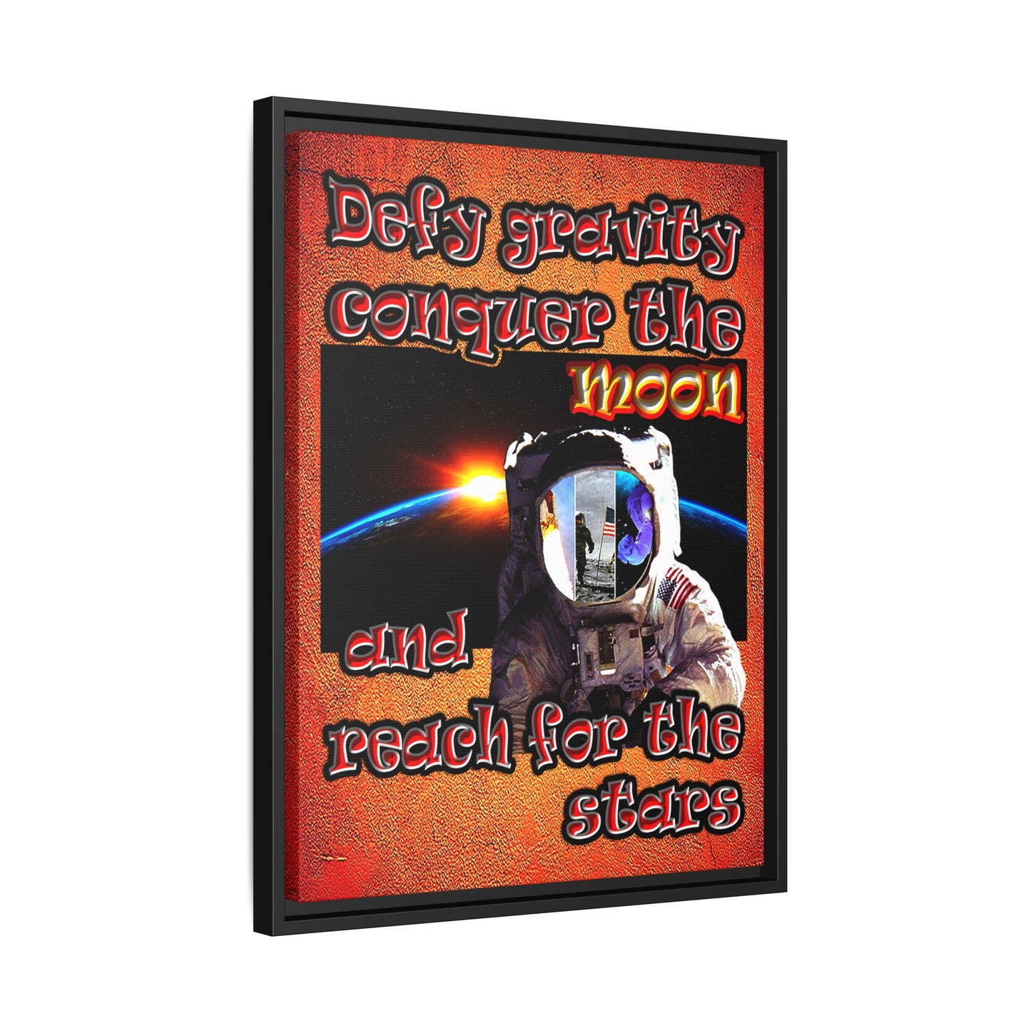 defy conquer reach - framed canvas art (burnt orange)