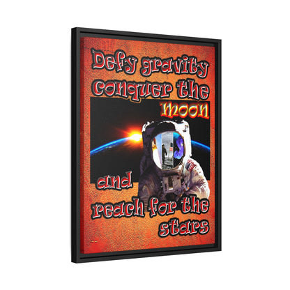 defy conquer reach - framed canvas art (burnt orange)