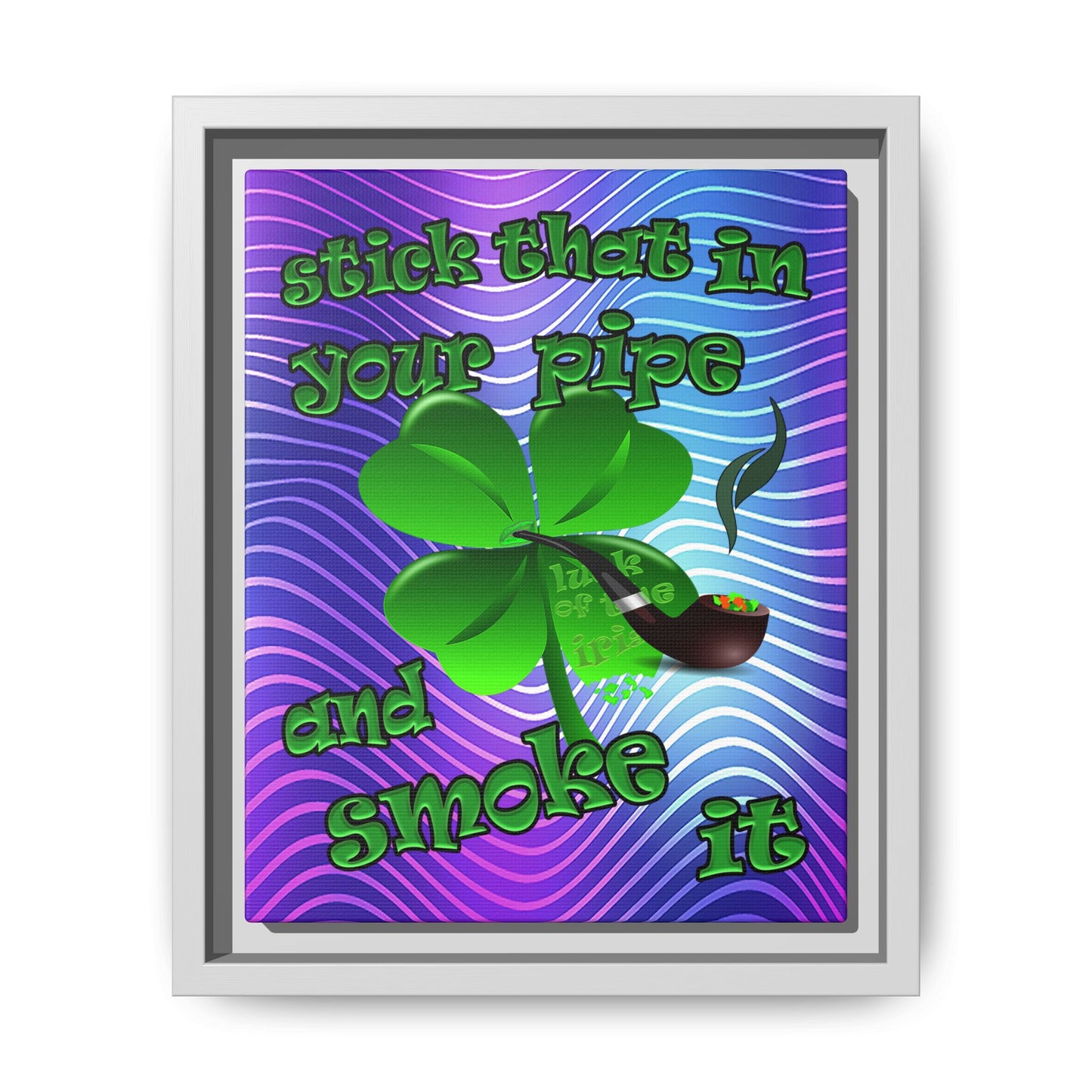 stick that in your pipe and smoke it - framed canvas art (purple wave)