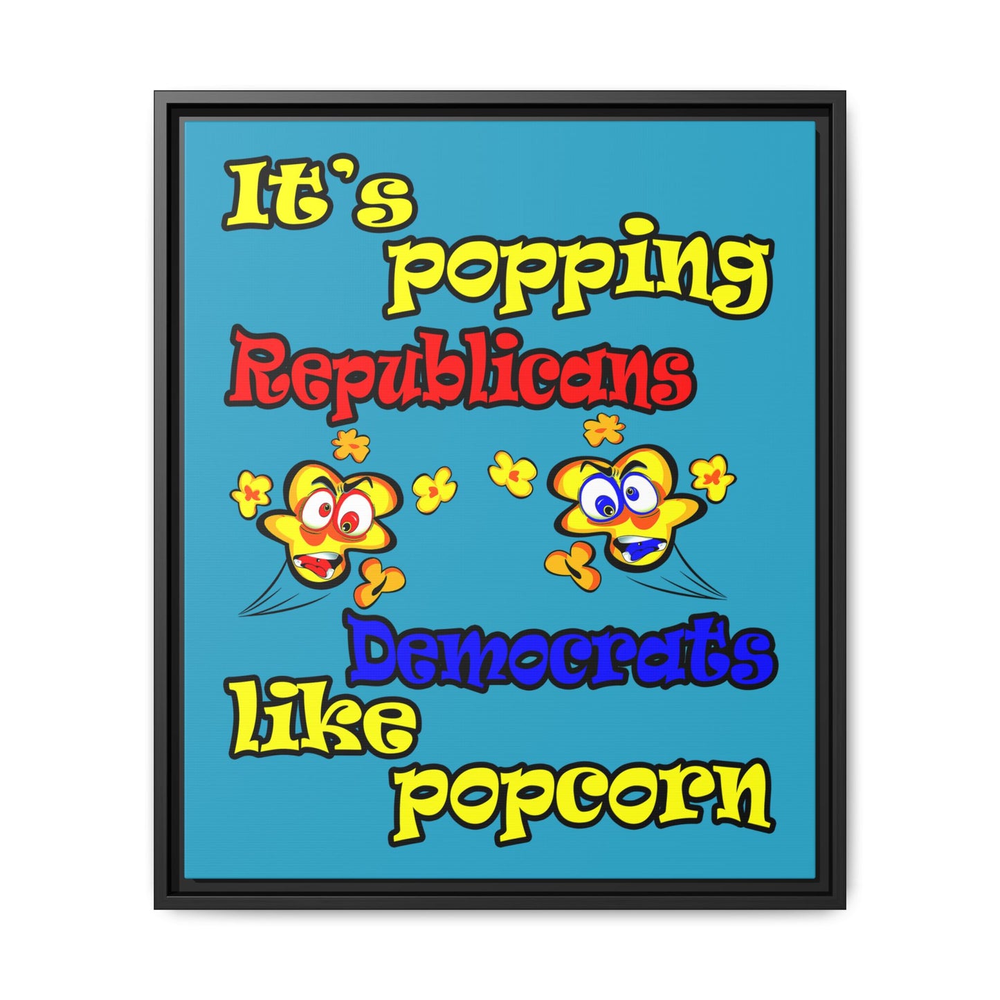 popping like popcorn - framed canvas art (turquoise)