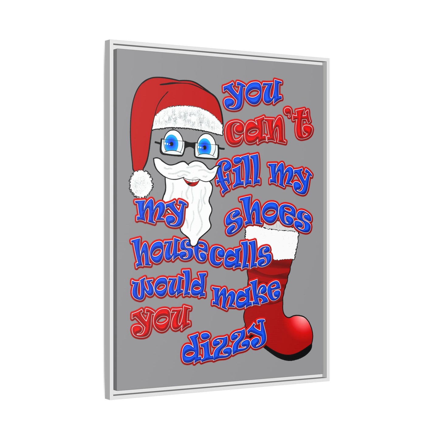 santa's shoes - framed canvas art (grey)