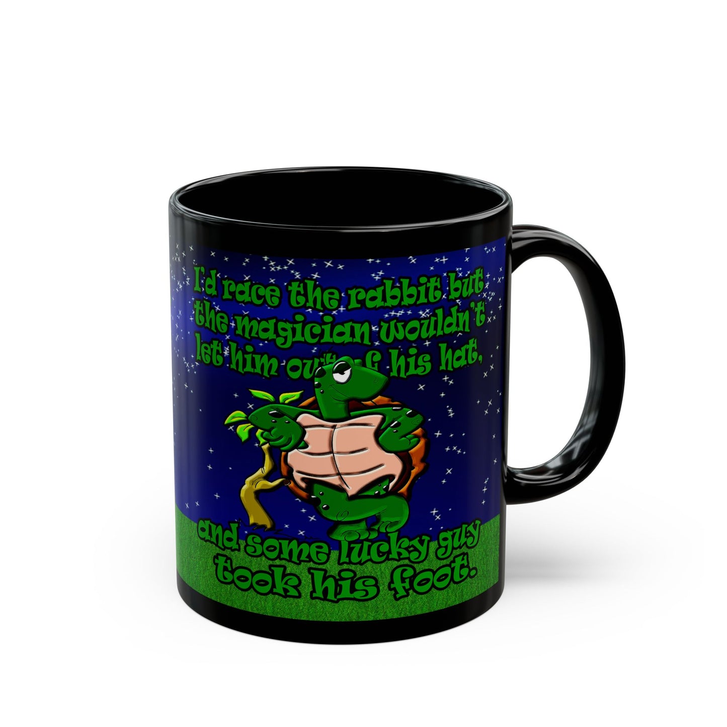 turtle race - Black Mug ('snoops' background)