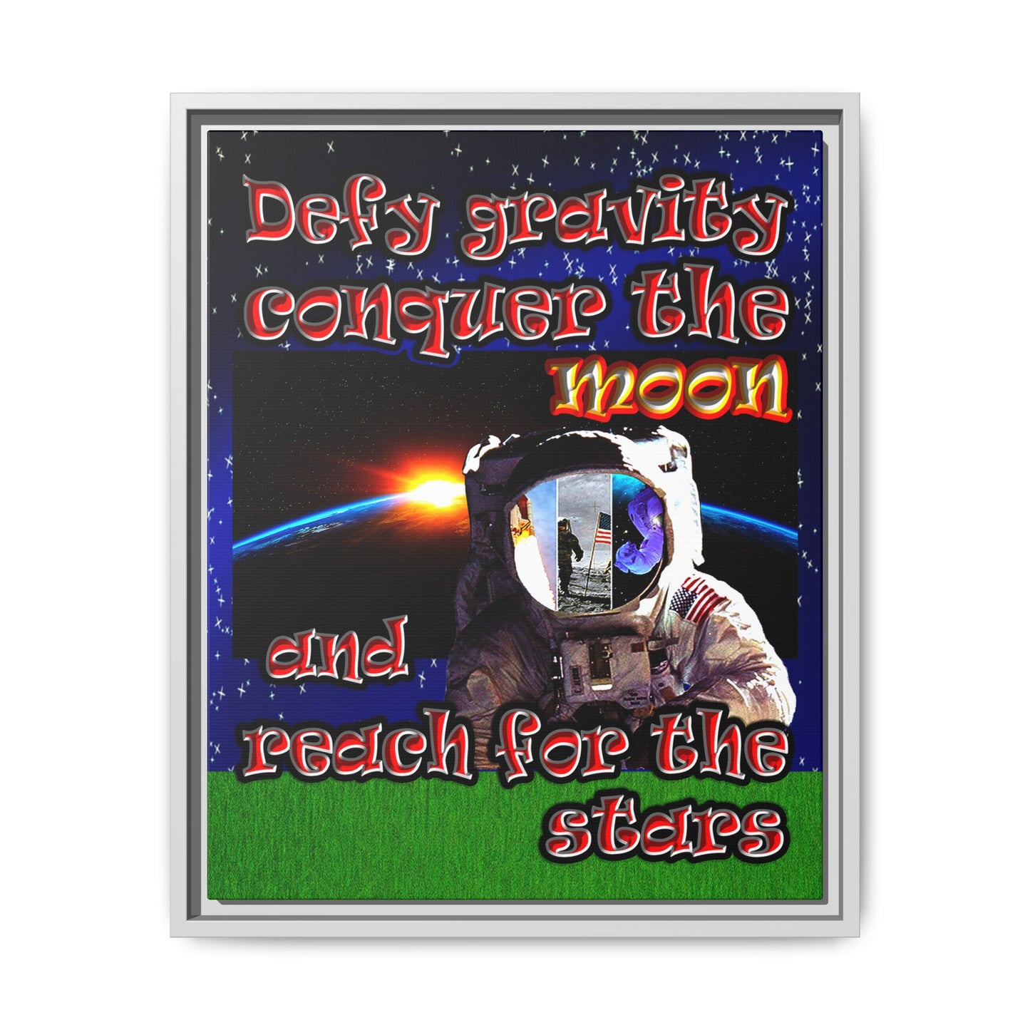 defy conquer reach - framed canvas art ('snoops' background)