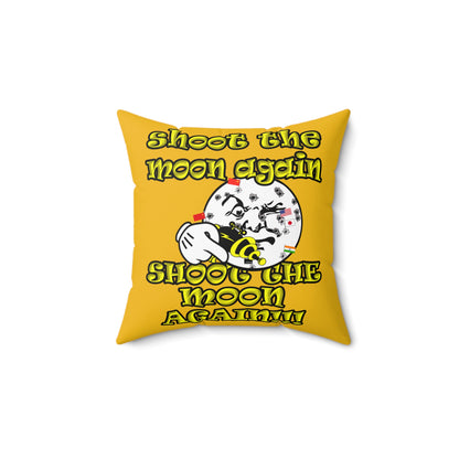 shoot the moon again - Spun Polyester Square Pillow - (yellow)