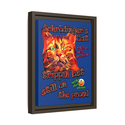 schrodinger's cat - framed canvas art (dark blue)