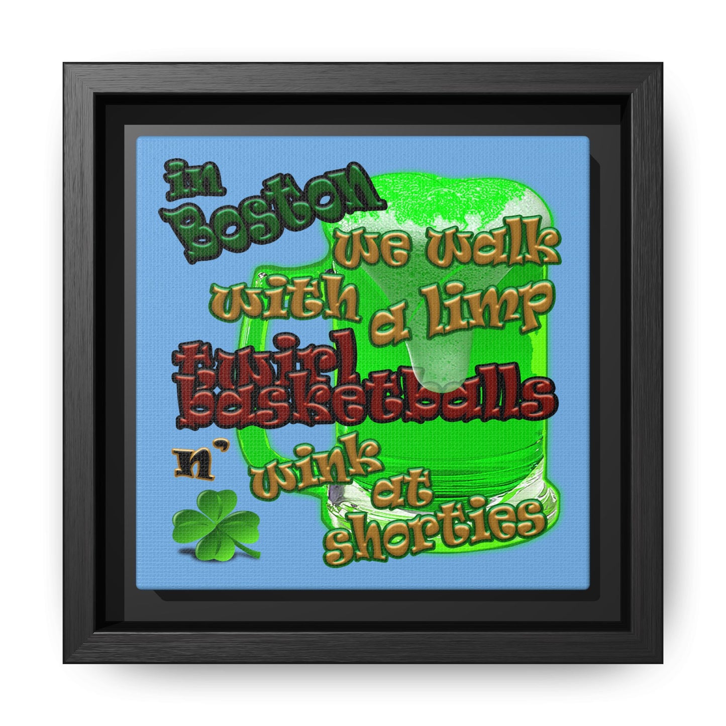 celtics logo - framed canvas art (light blue)