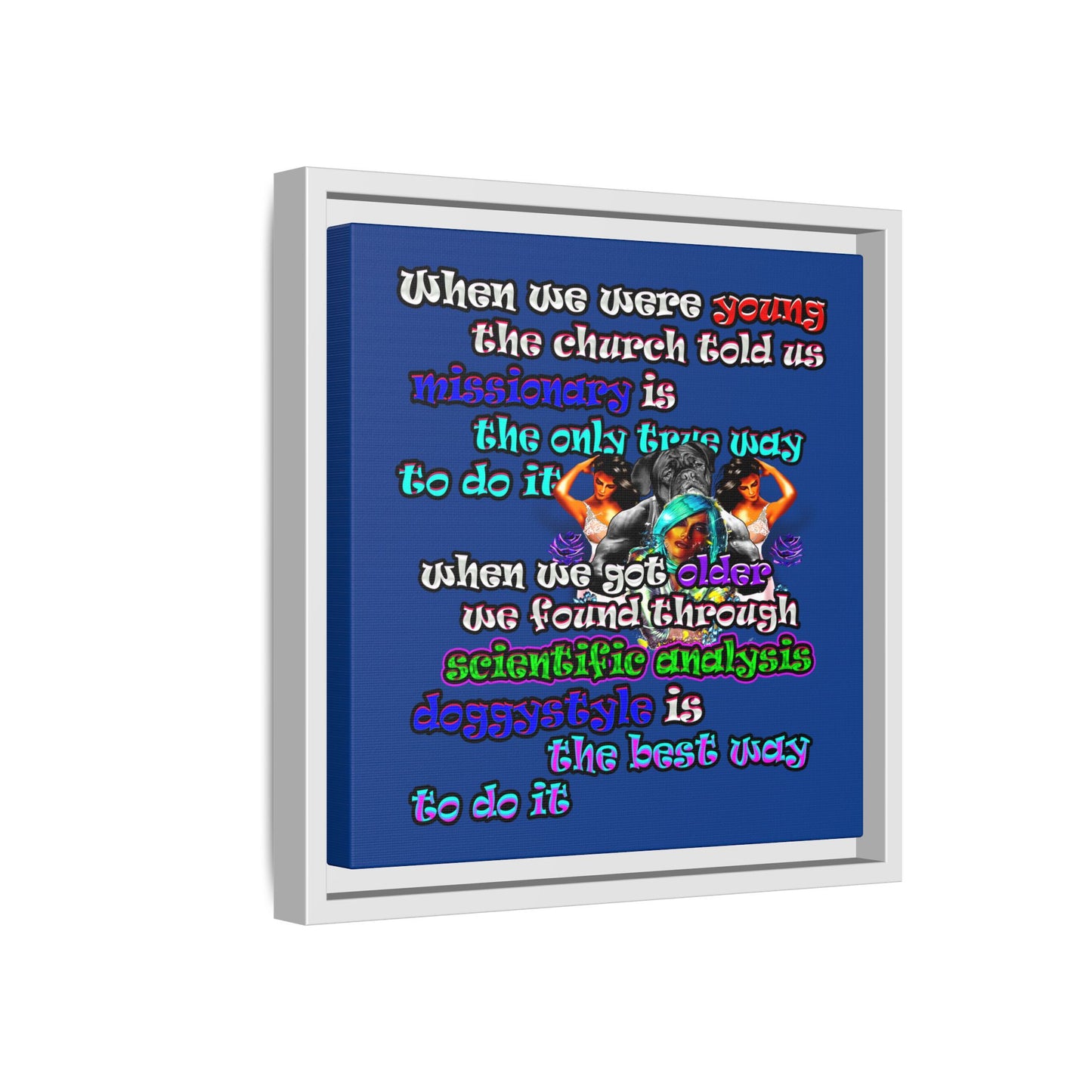 doggystyle - framed canvas art (dark blue)