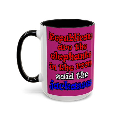 donkeys and elephants - Accent Mug (pink)