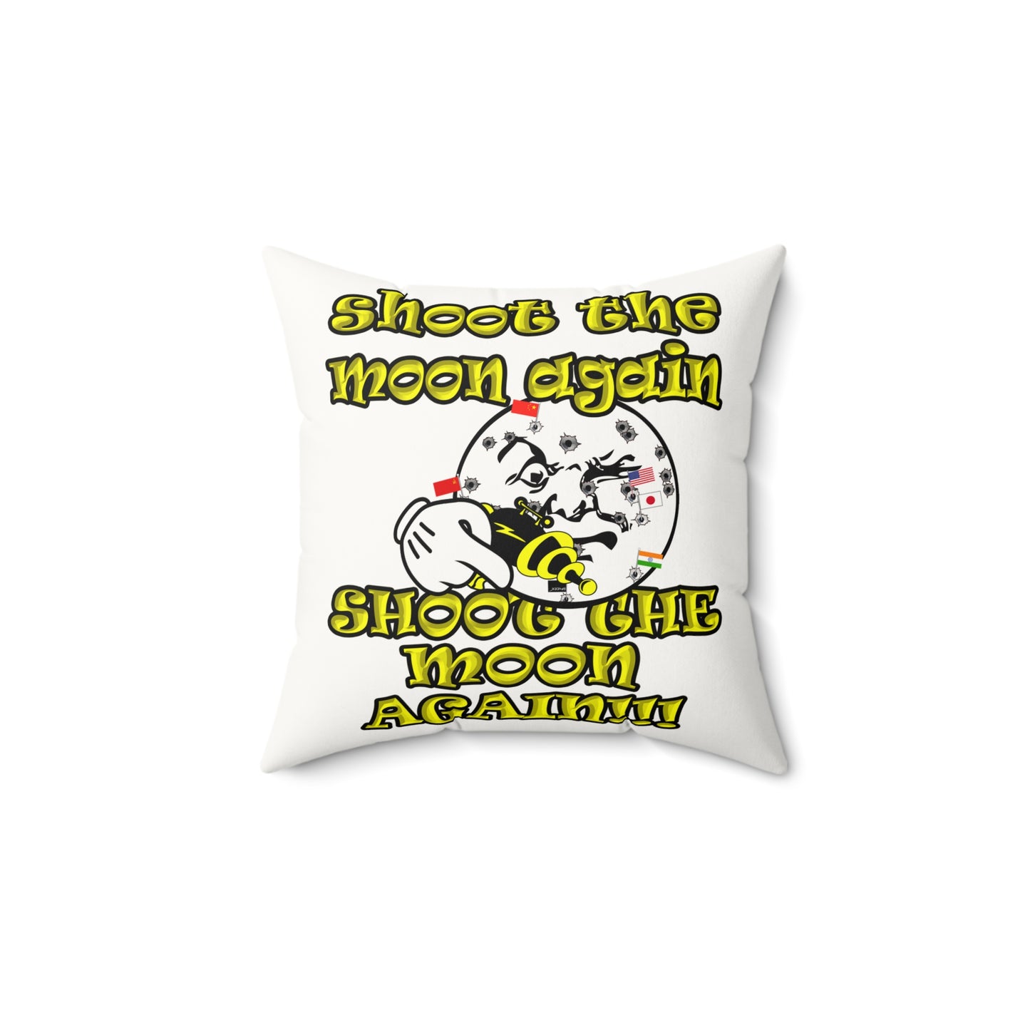shoot the moon again - Faux Suede Square Pillow - (white)