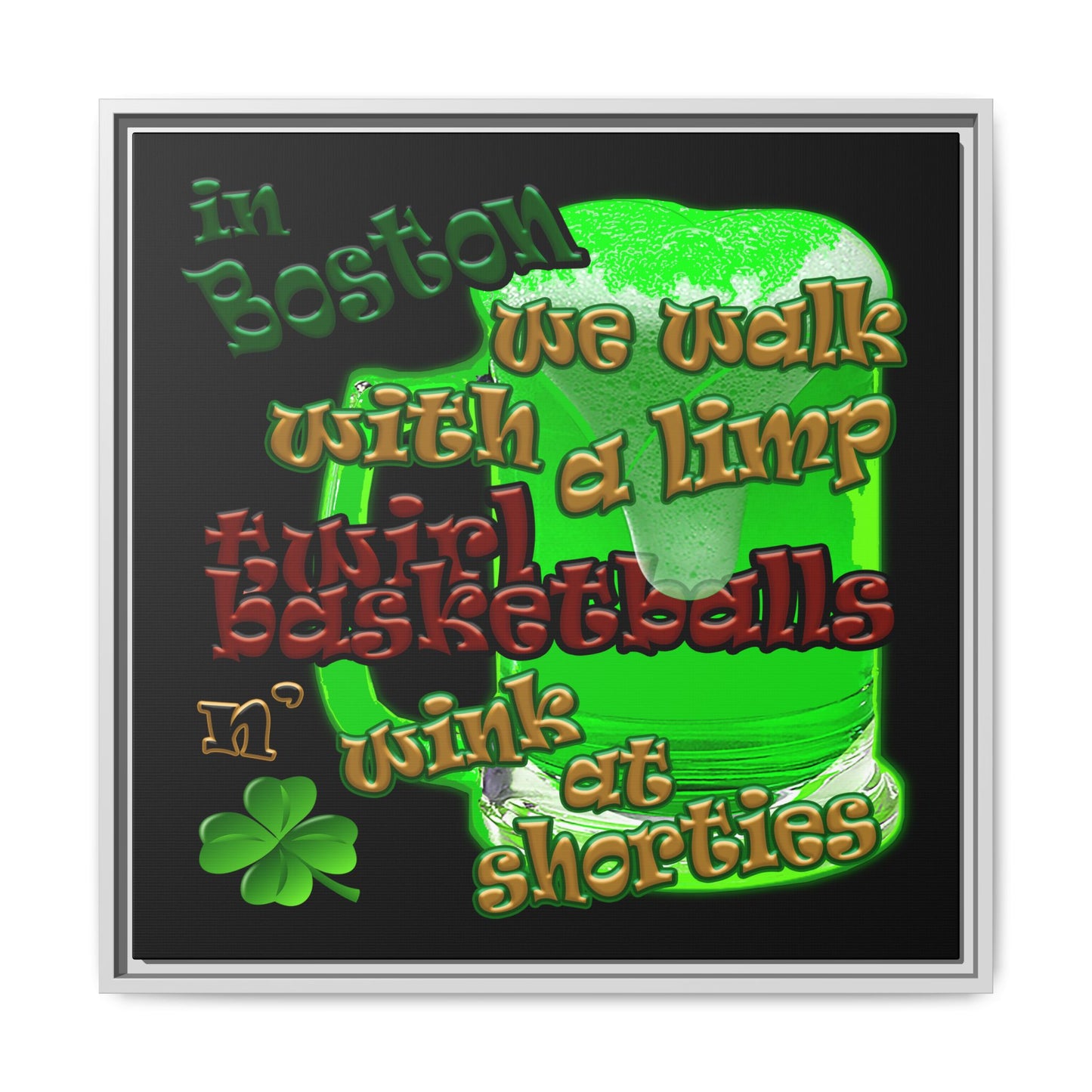 celtics logo - framed canvas art (black)