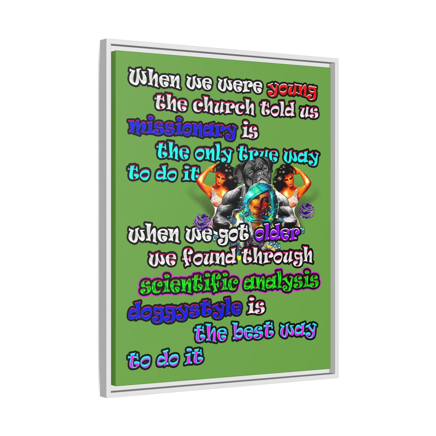 doggystyle - framed canvas art (green)