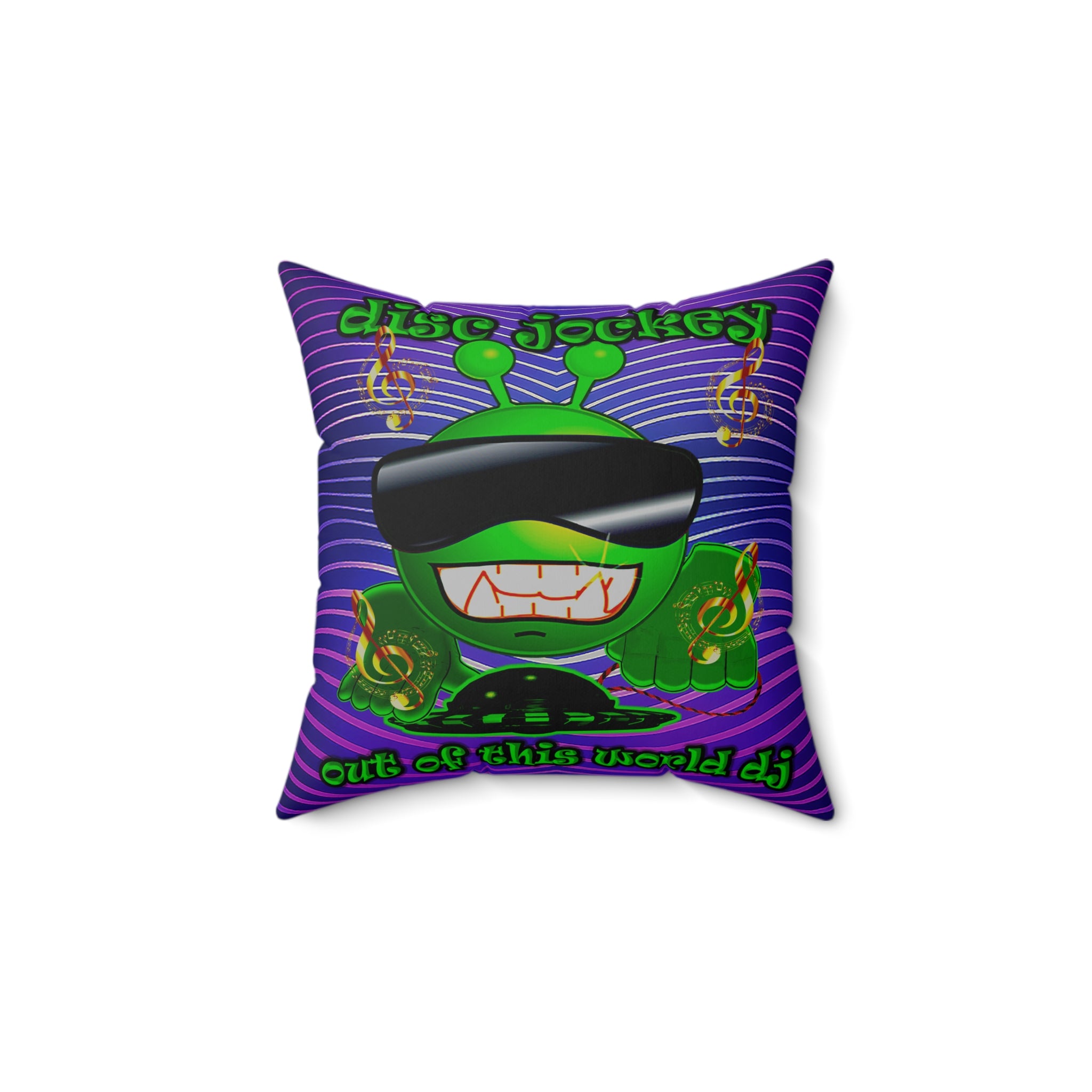 disc jockey - Spun Polyester Square Pillow - (purple wave)