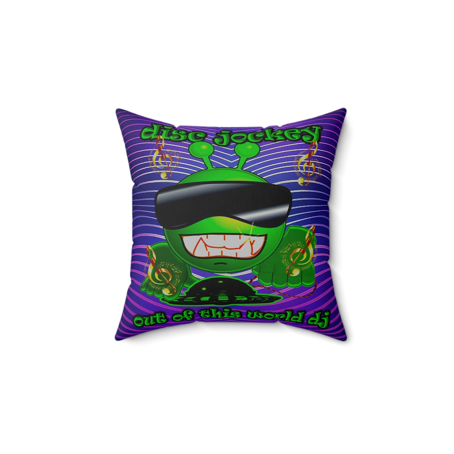 disc jockey - Spun Polyester Square Pillow - (purple wave)