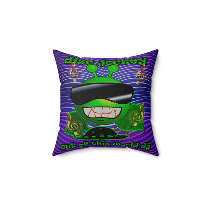 disc jockey - Spun Polyester Square Pillow - (purple wave)