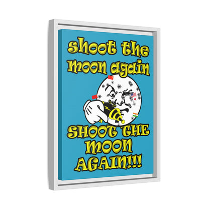 shoot the moon again - framed canvas art (turquoise)