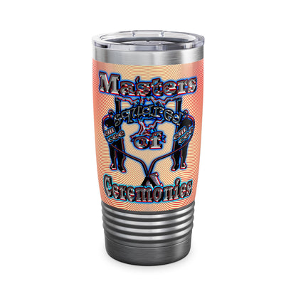 em cee squared - Ringneck Tumbler, 20oz (yellow-orange wave)