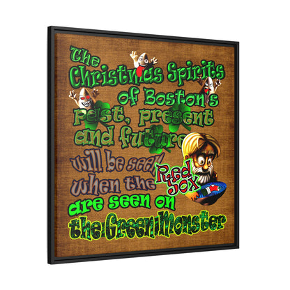 christmas spirits of boston - framed canvas art (brown papyrus)