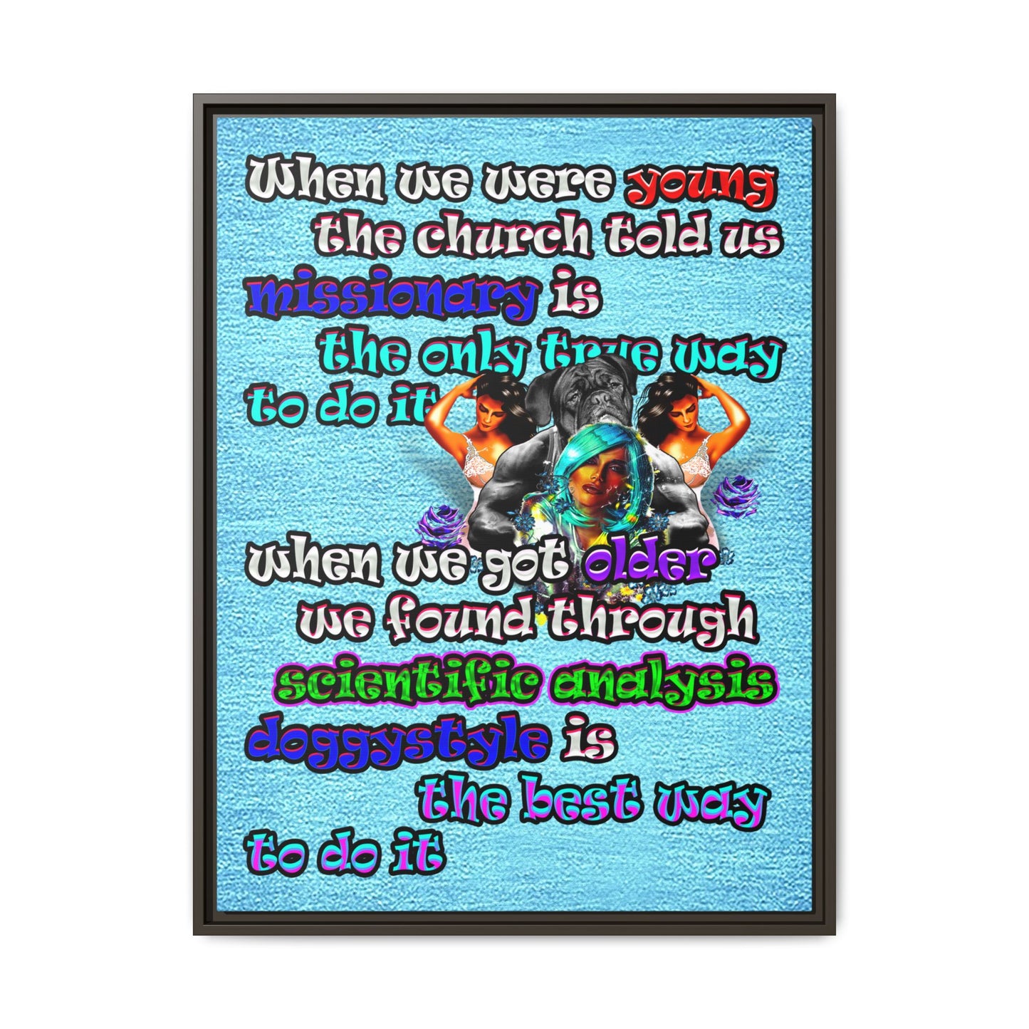 doggystyle - framed canvas art (faded blue)
